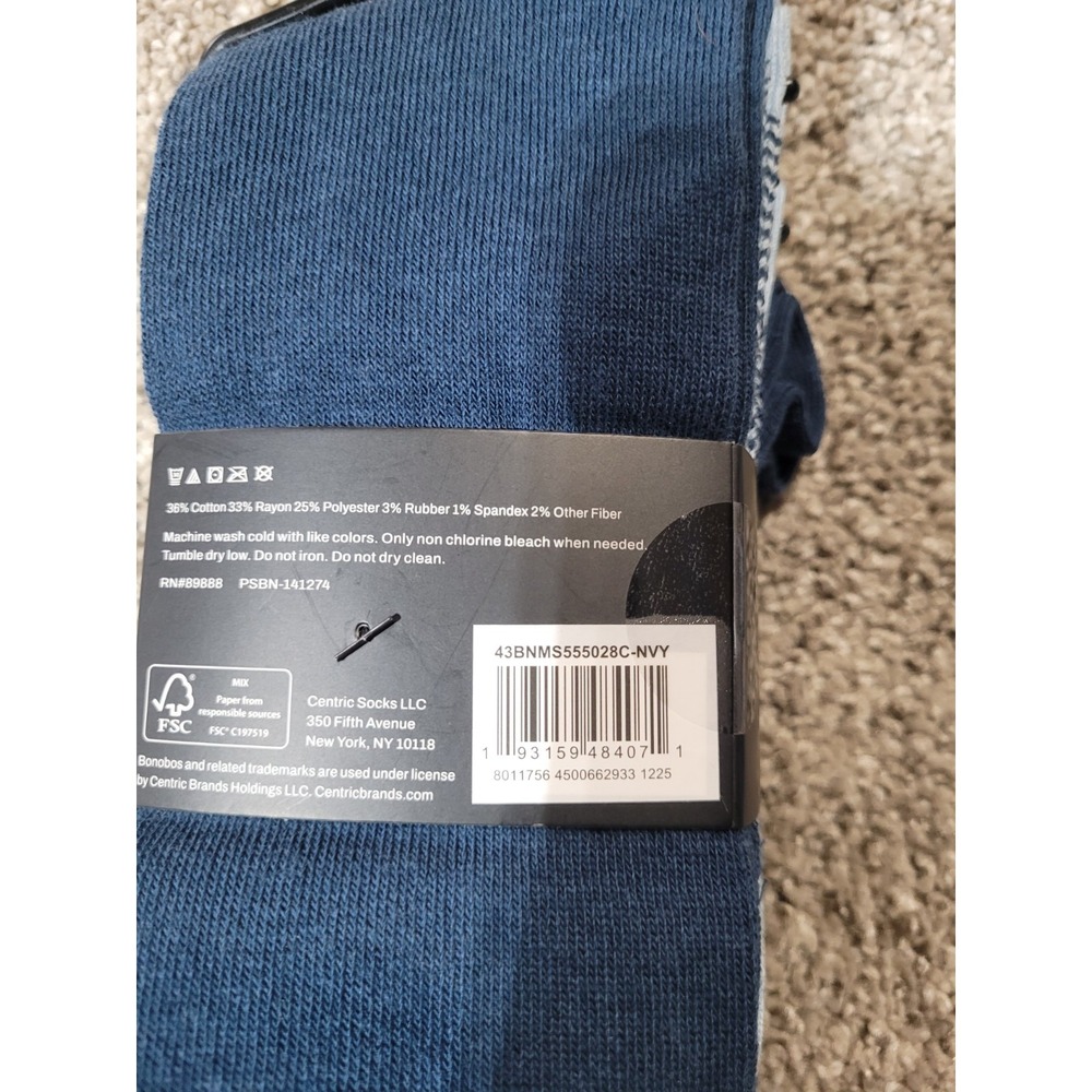 4-Pairs Bonobos Mens Size 6-12 Cotton Crew Blue SocksBusiness Casual Workwear - Picture 6 of 10
